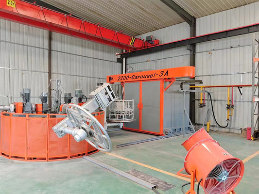 kupować High Capacity Polyethylene Turret Roto Mold Machine PLC Control System 1000 Liters produkcja online